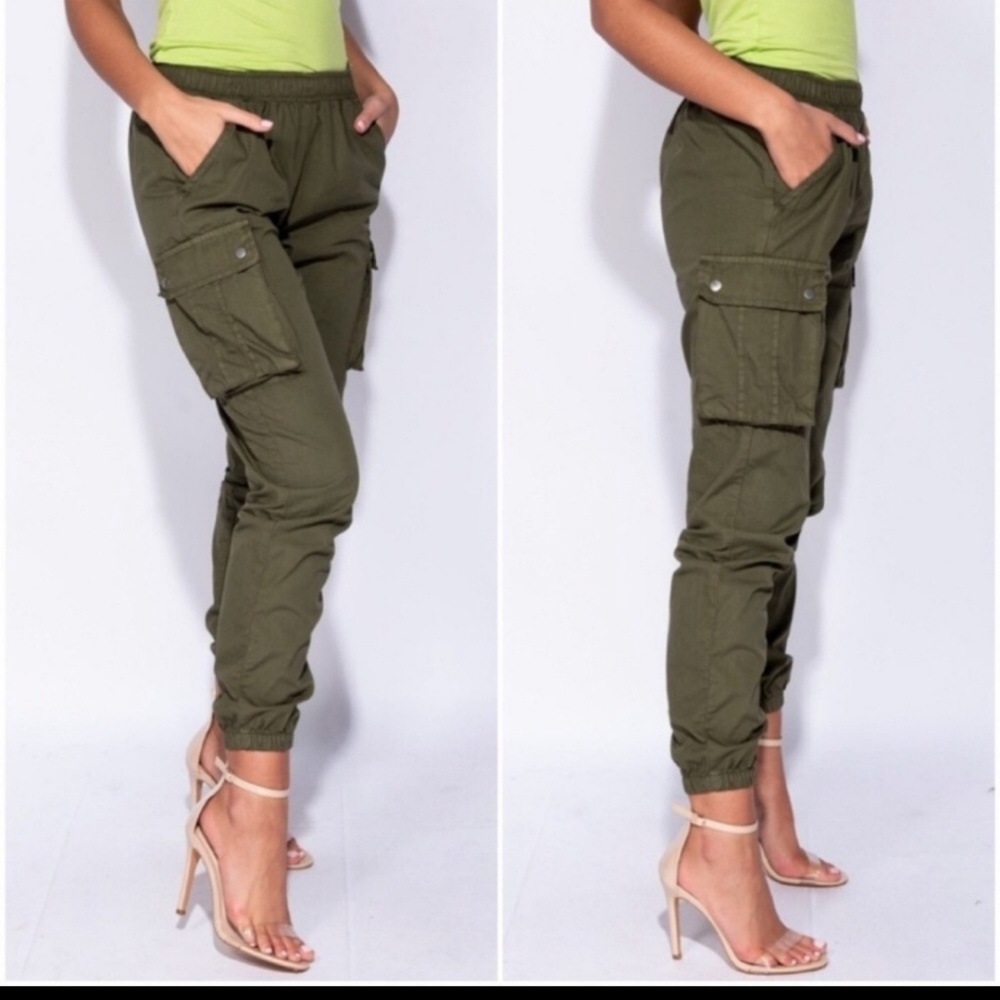 Olive Green Cargo Pants - Picture 4 of 5